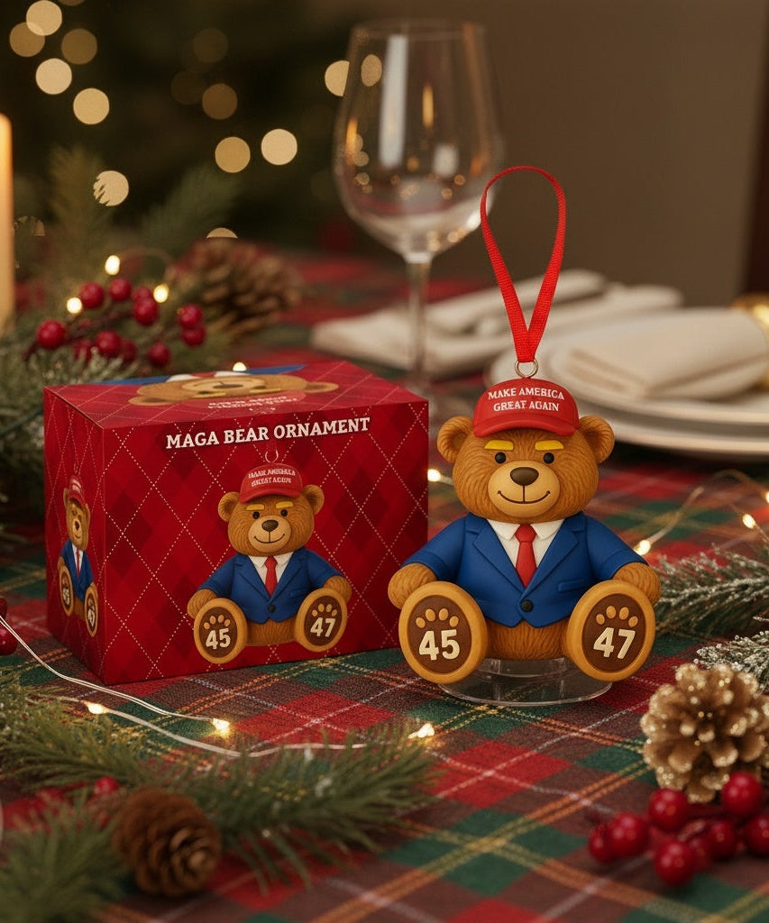 MAGA Bear Christmas Ornament