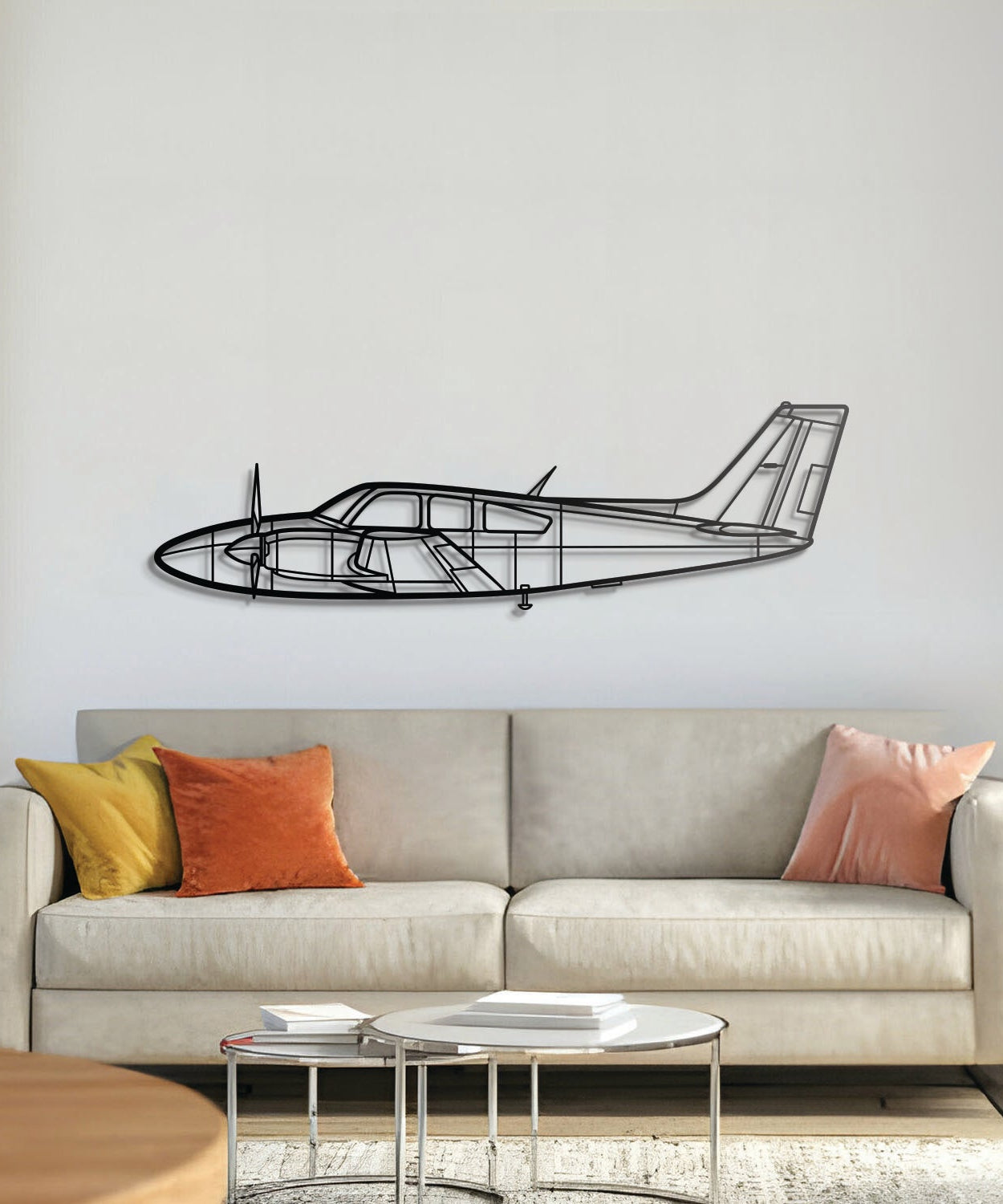 95-B55 Baron Metall-Wandbild Flugzeug - NCP0151
