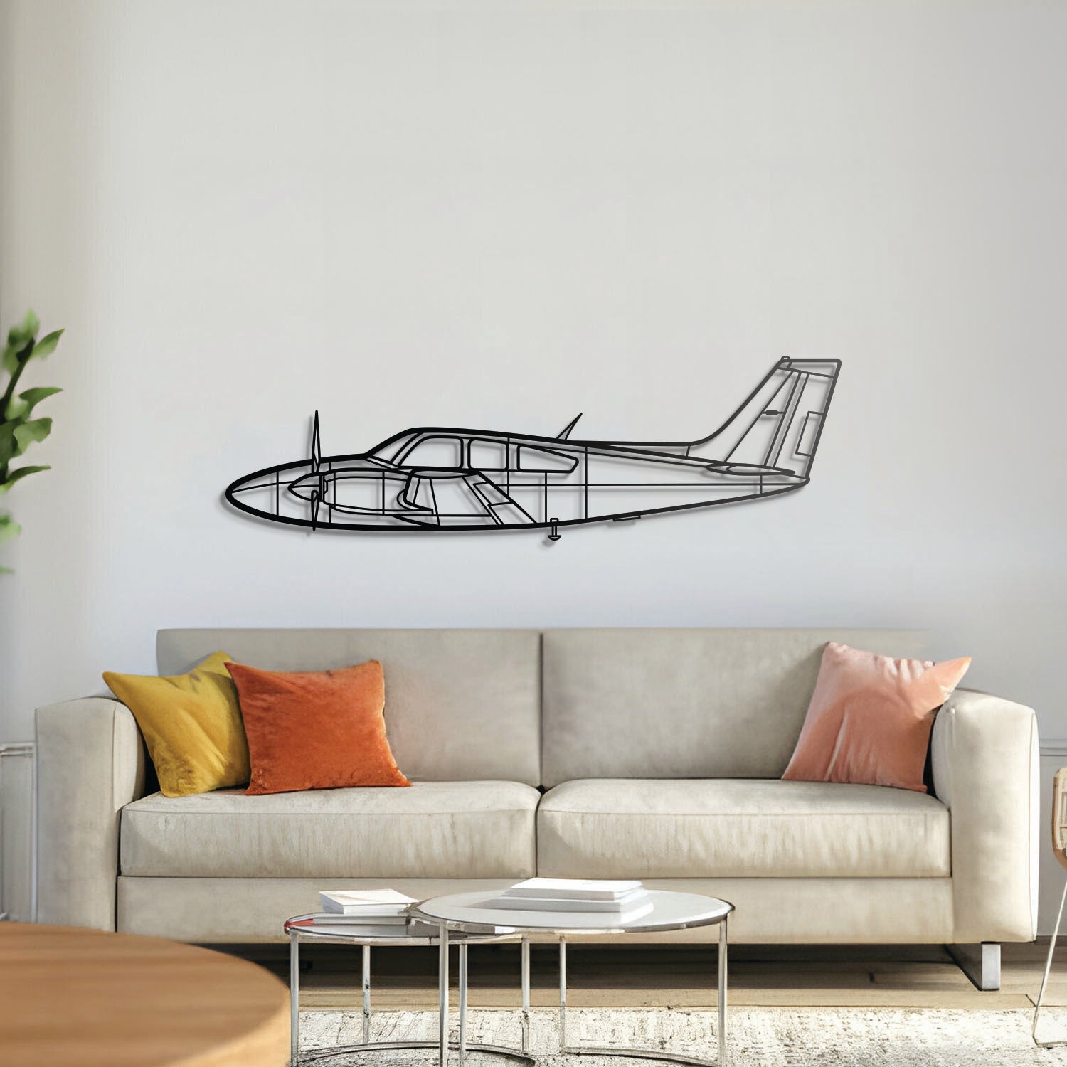 95-B55 Baron Metall-Wandbild Flugzeug - NCP0151