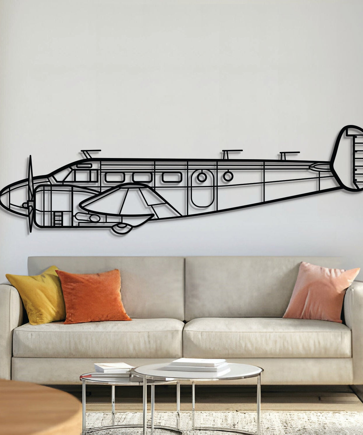 C45-H Expeditor Metallflugzeug-Wandkunst - NCP0314