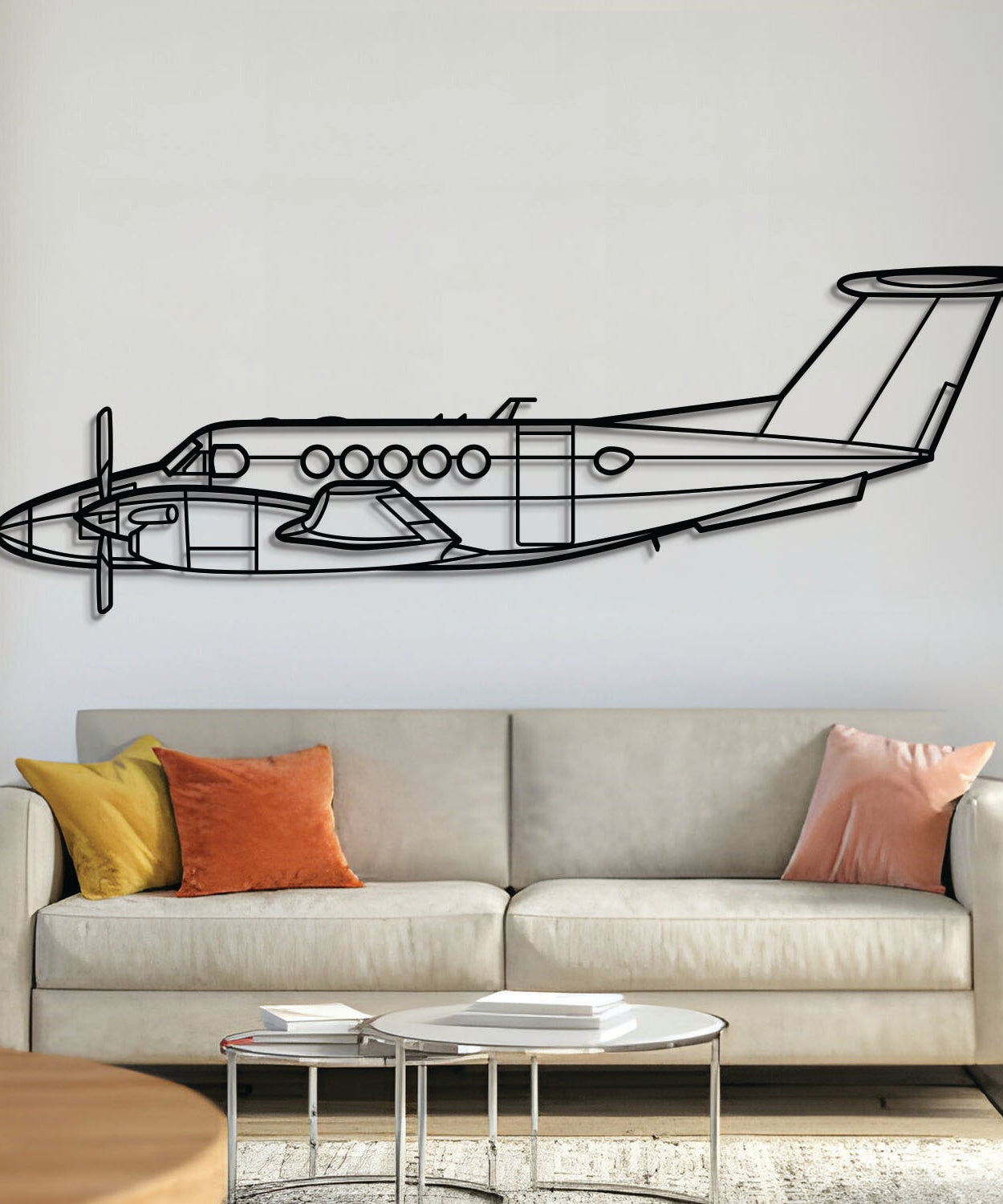 King Air B200 Flugzeug-Wandkunst aus Metall - NCP0101