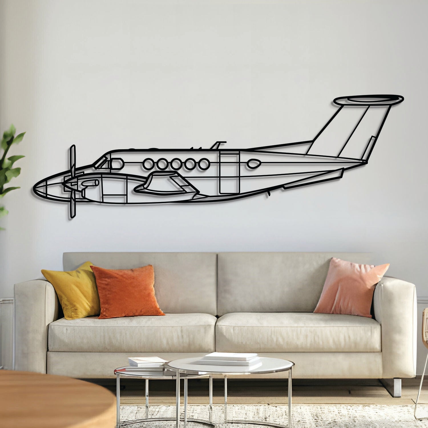 King Air B200 Flugzeug-Wandkunst aus Metall - NCP0101