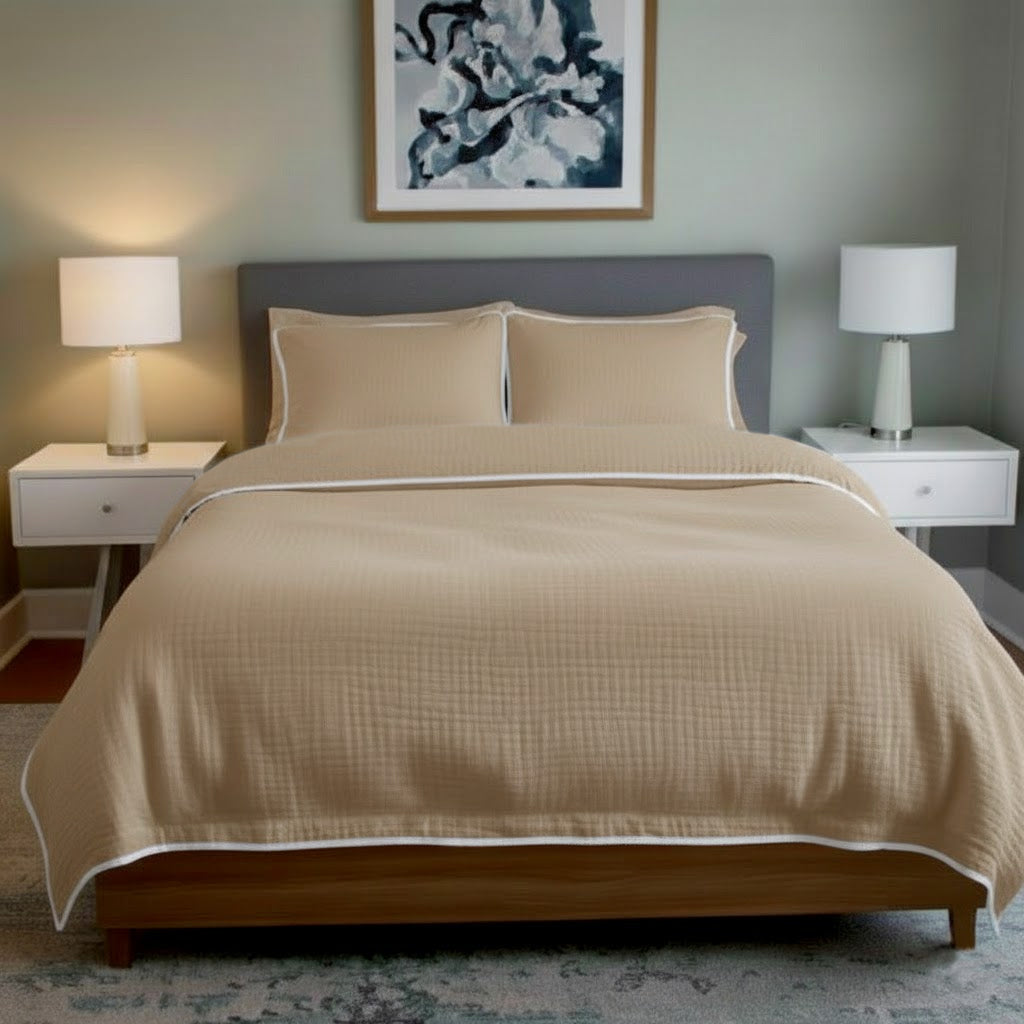 Muslin Piping Duvet Cover Set