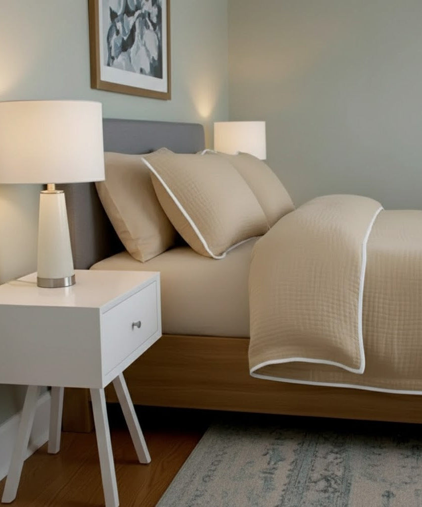 Muslin Piping Duvet Cover Set