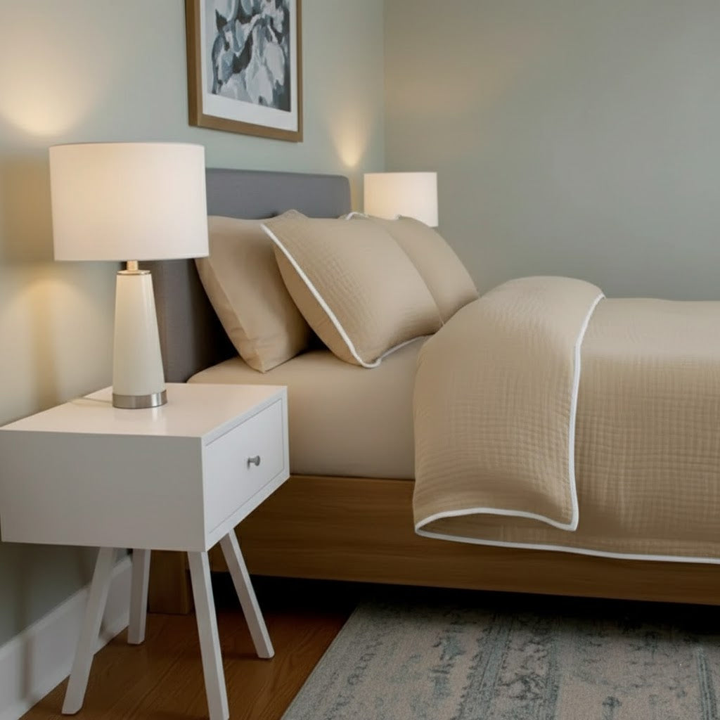 Muslin Piping Duvet Cover Set