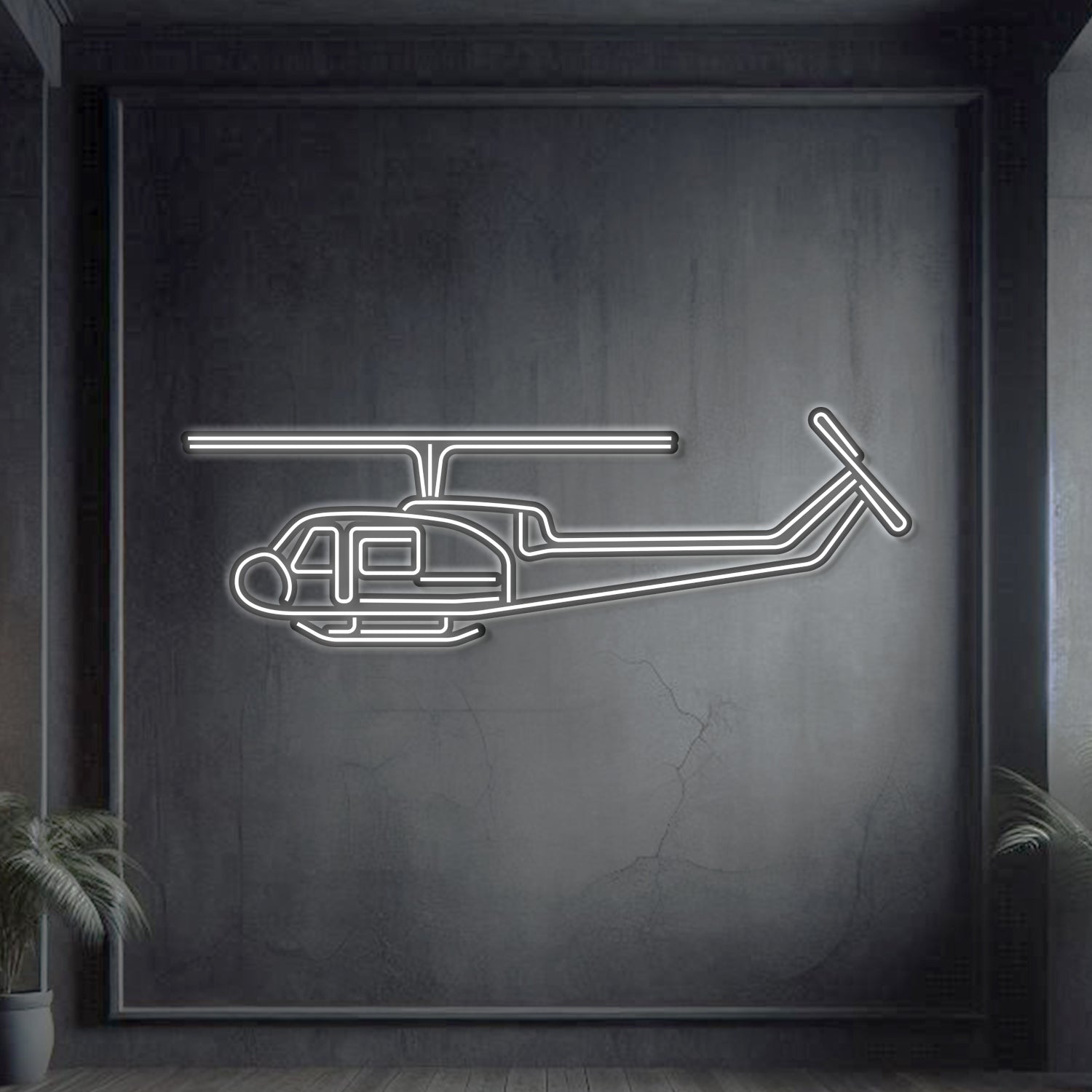 UH-1-MED Huey Metall Neon Flugzeug Wandbild - NCN0066
