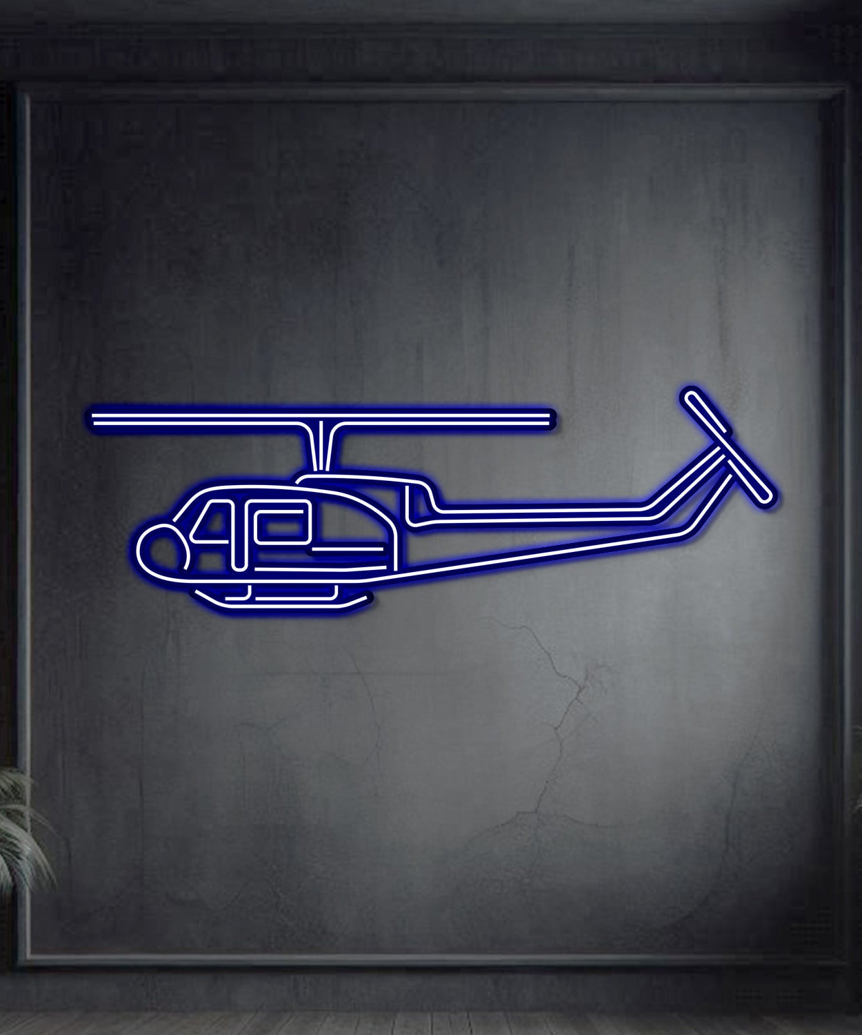 UH-1-MED Huey Metall Neon Flugzeug Wandbild - NCN0066