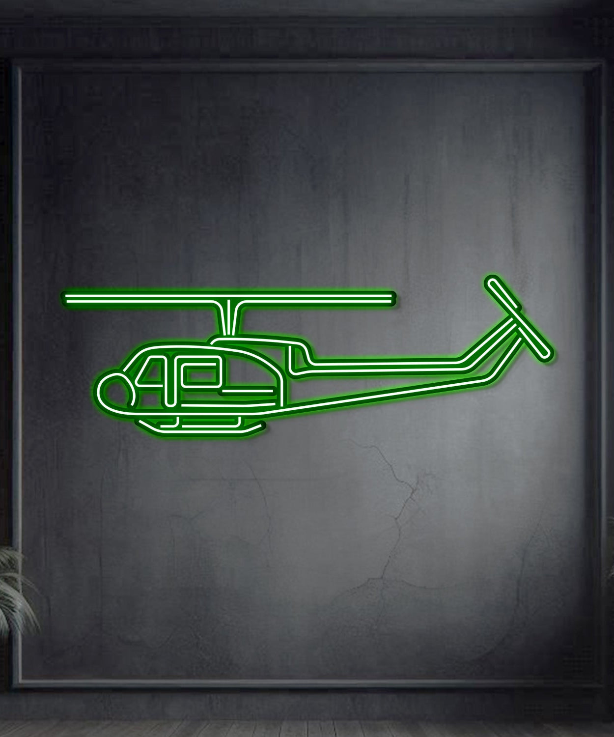 UH-1-MED Huey Metall Neon Flugzeug Wandbild - NCN0066