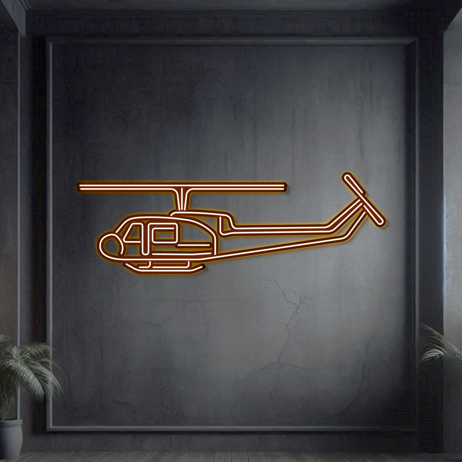 UH-1-MED Huey Metall Neon Flugzeug Wandbild - NCN0066
