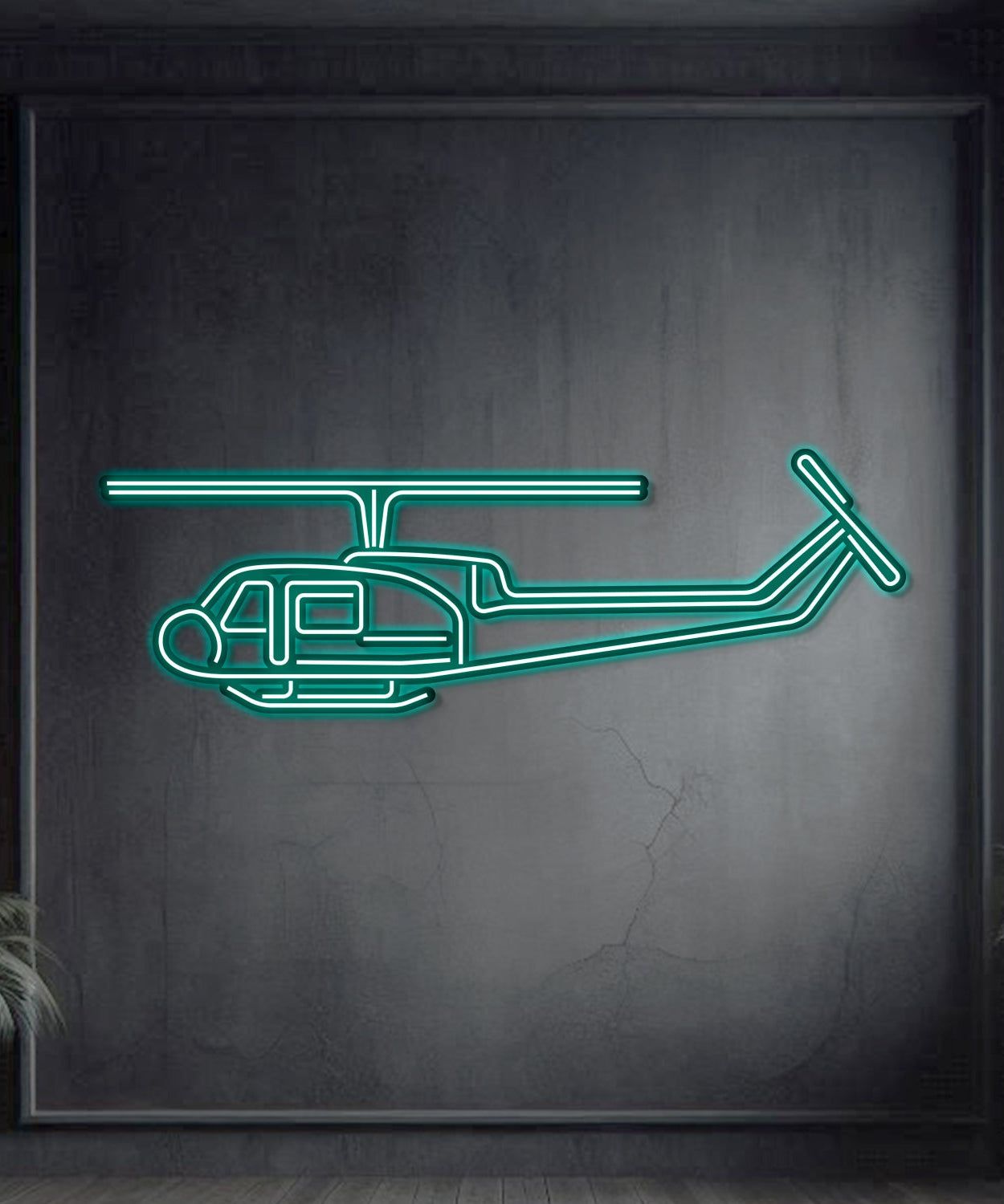 UH-1-MED Huey Metall Neon Flugzeug Wandbild - NCN0066