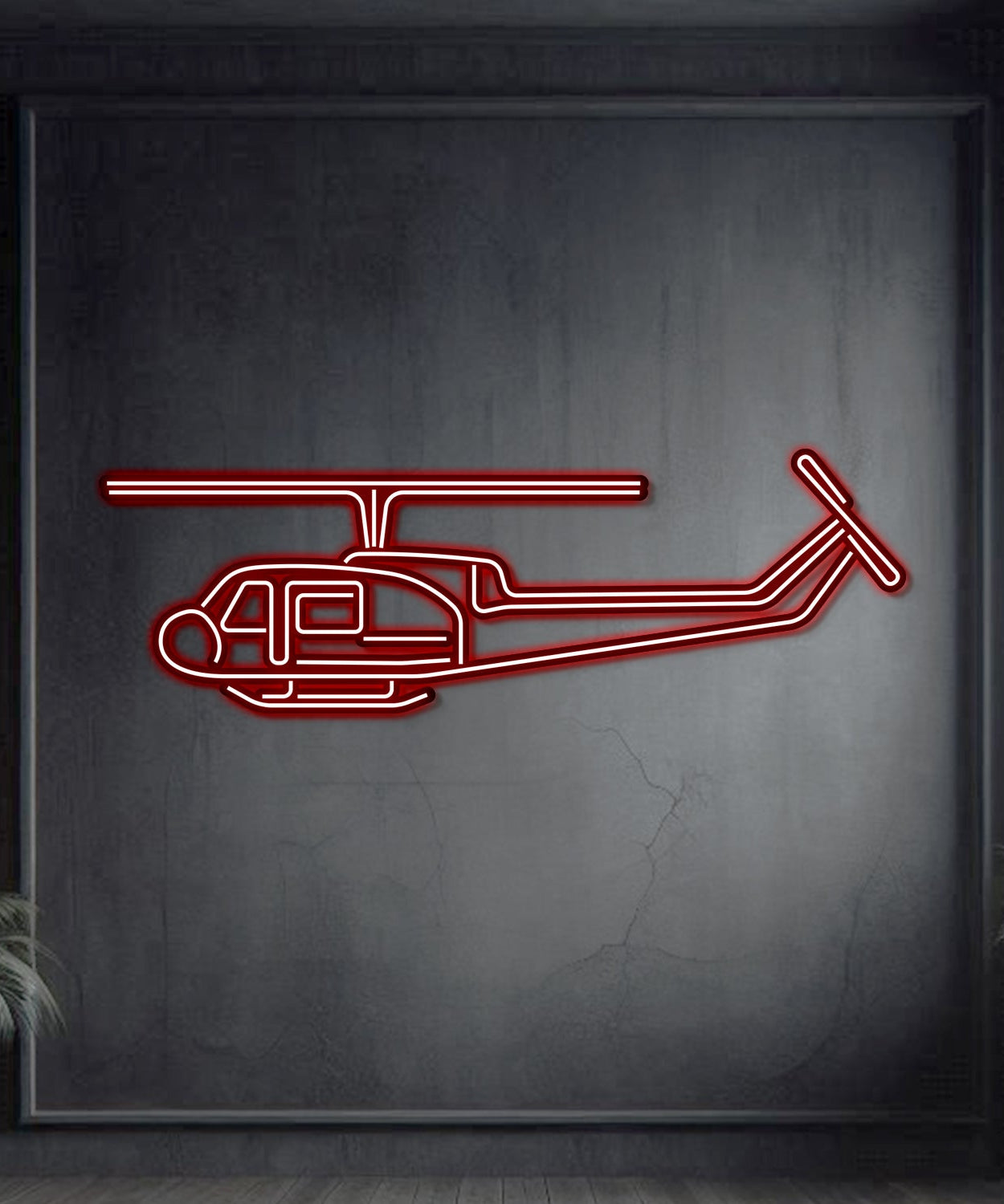 UH-1-MED Huey Metall Neon Flugzeug Wandbild - NCN0066