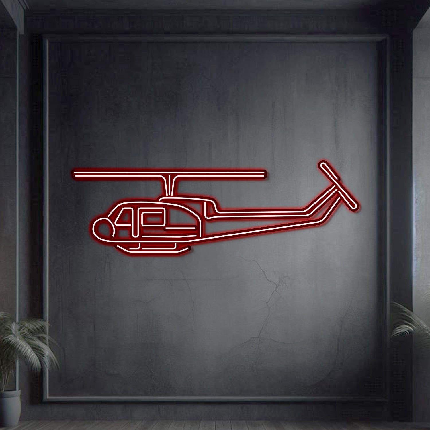 UH-1-MED Huey Metall Neon Flugzeug Wandbild - NCN0066