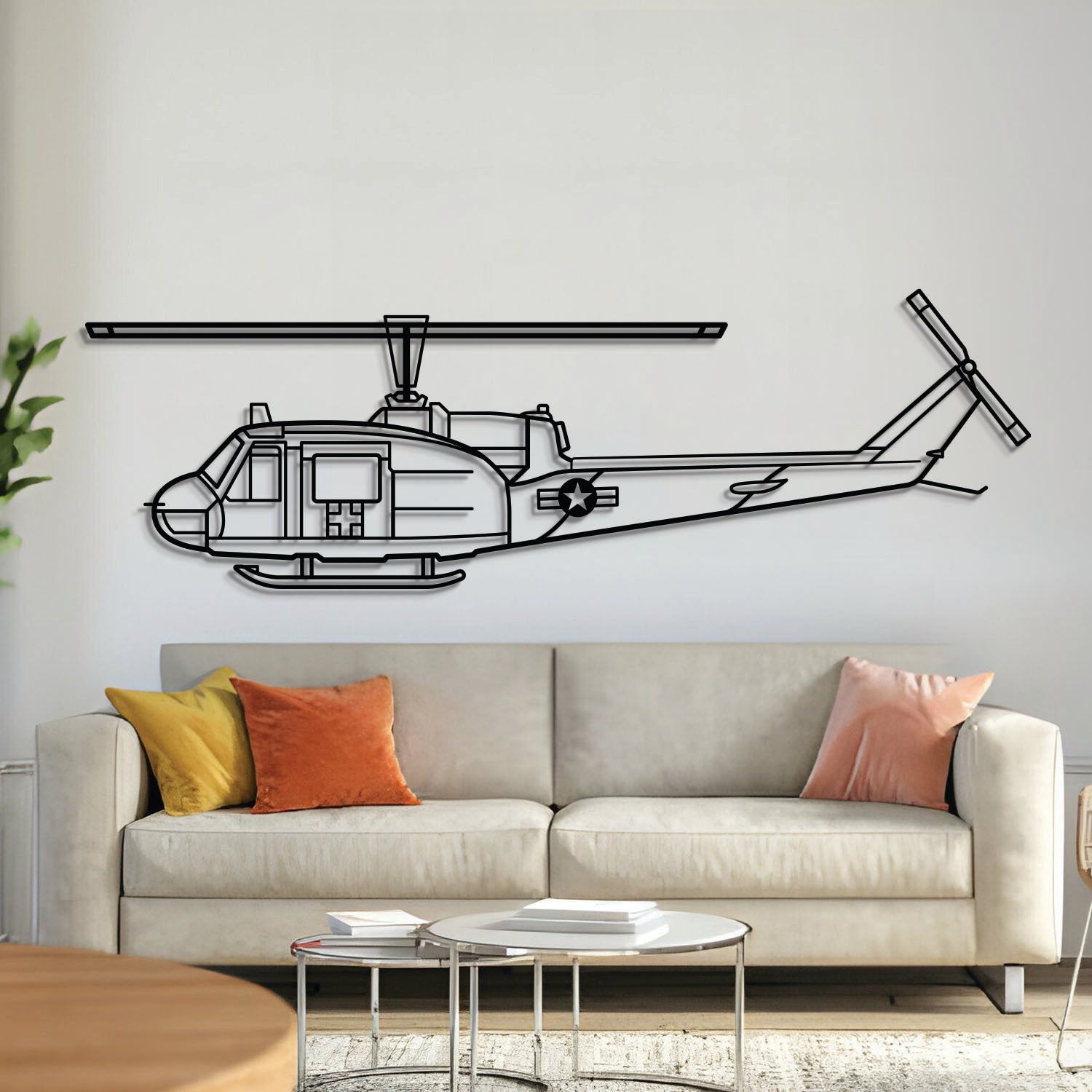 UH-1-MED Huey Metallflugzeug Wandkunst - NCP0145