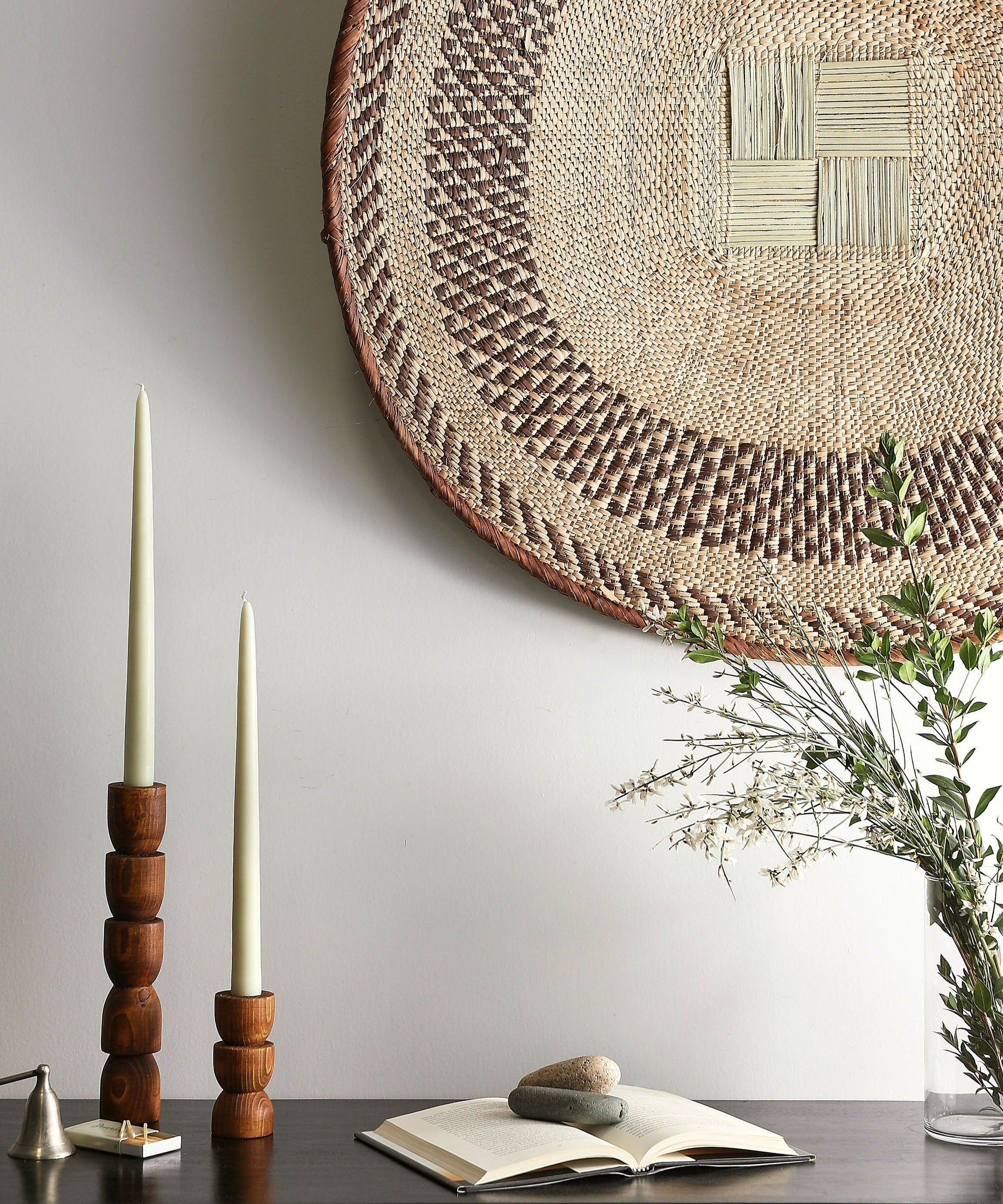 Totem Pine Wood Taper Candlestick Holder