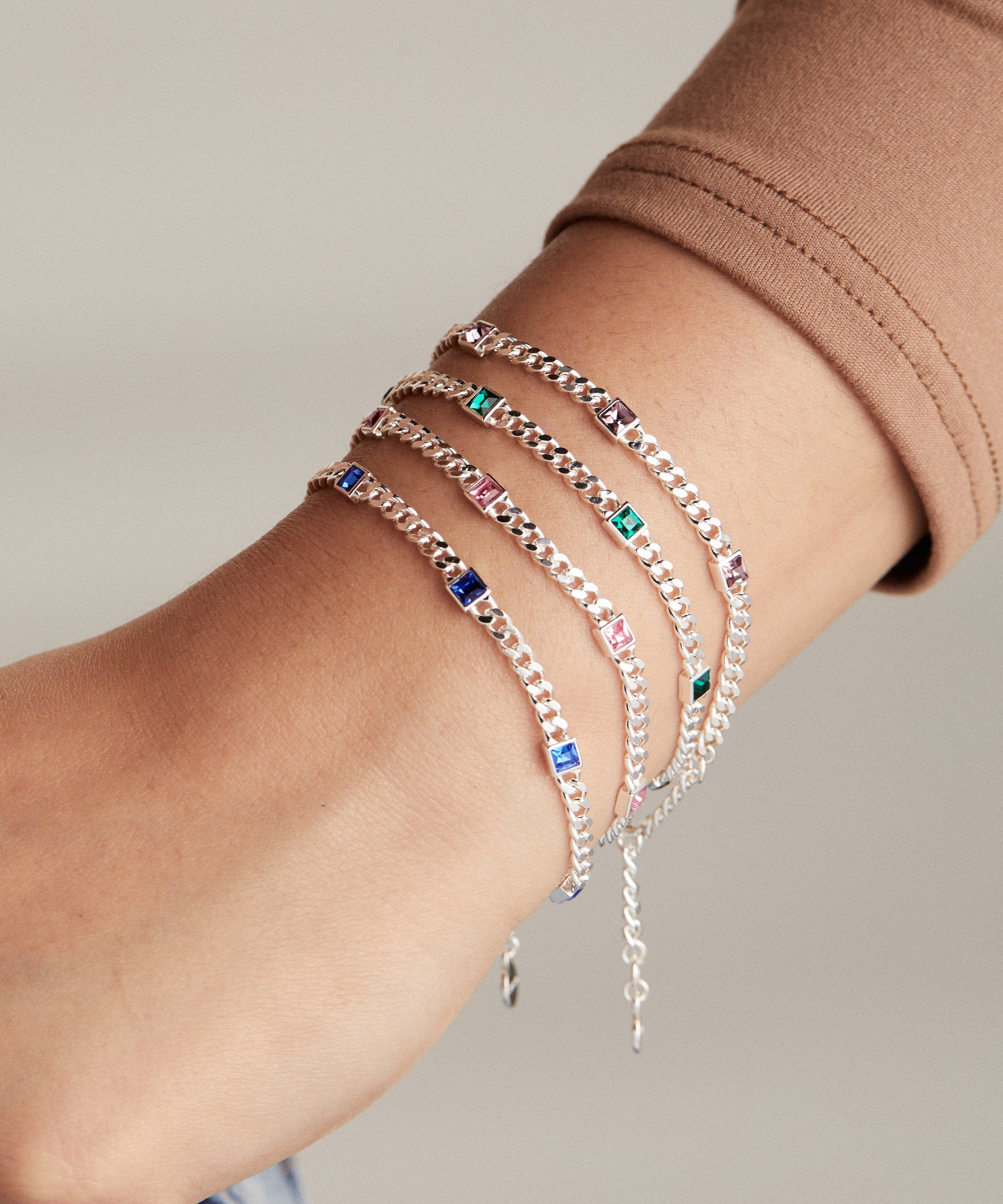 June Birthstone Light Amethyst Curb Chain Bracelet