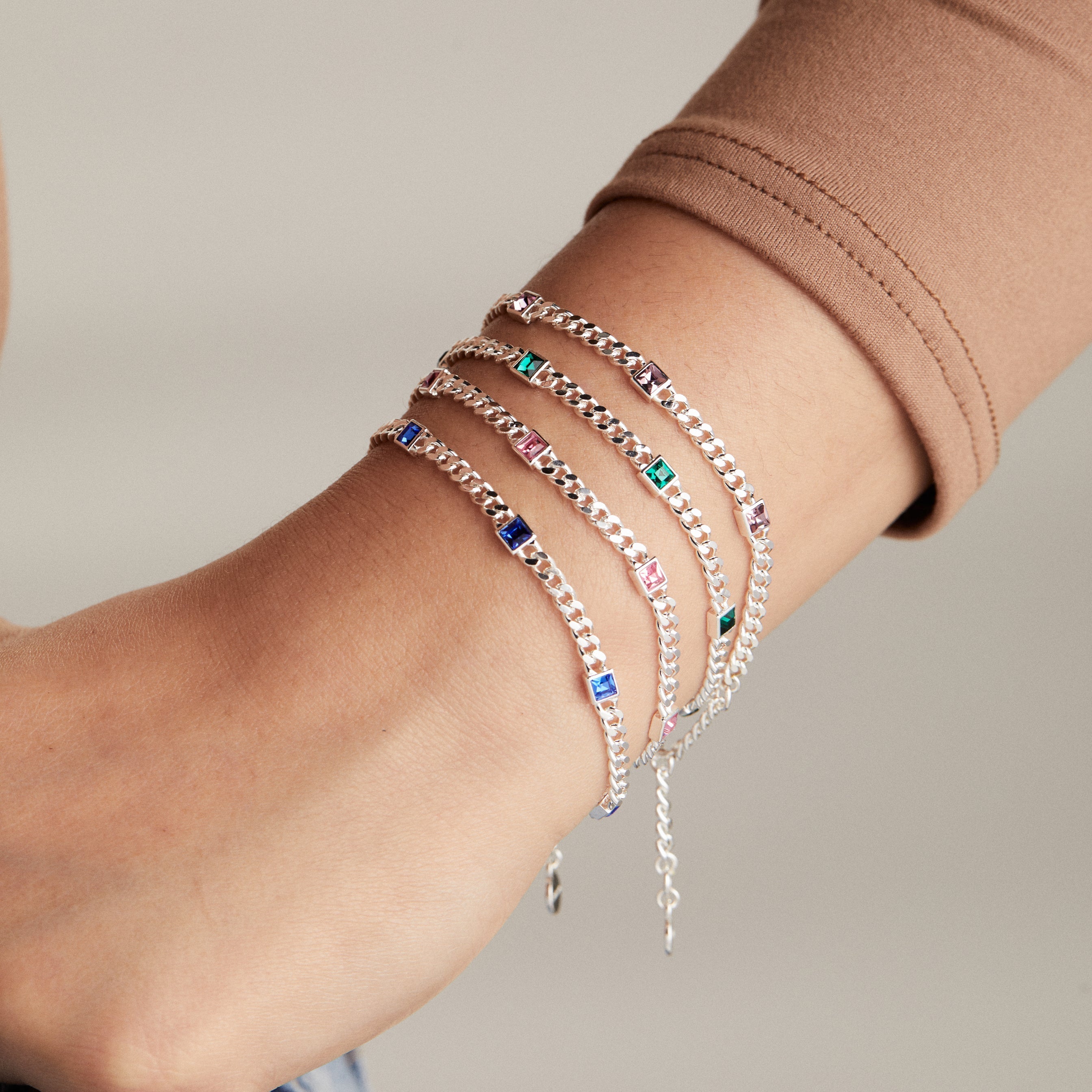 June Birthstone Light Amethyst Curb Chain Bracelet
