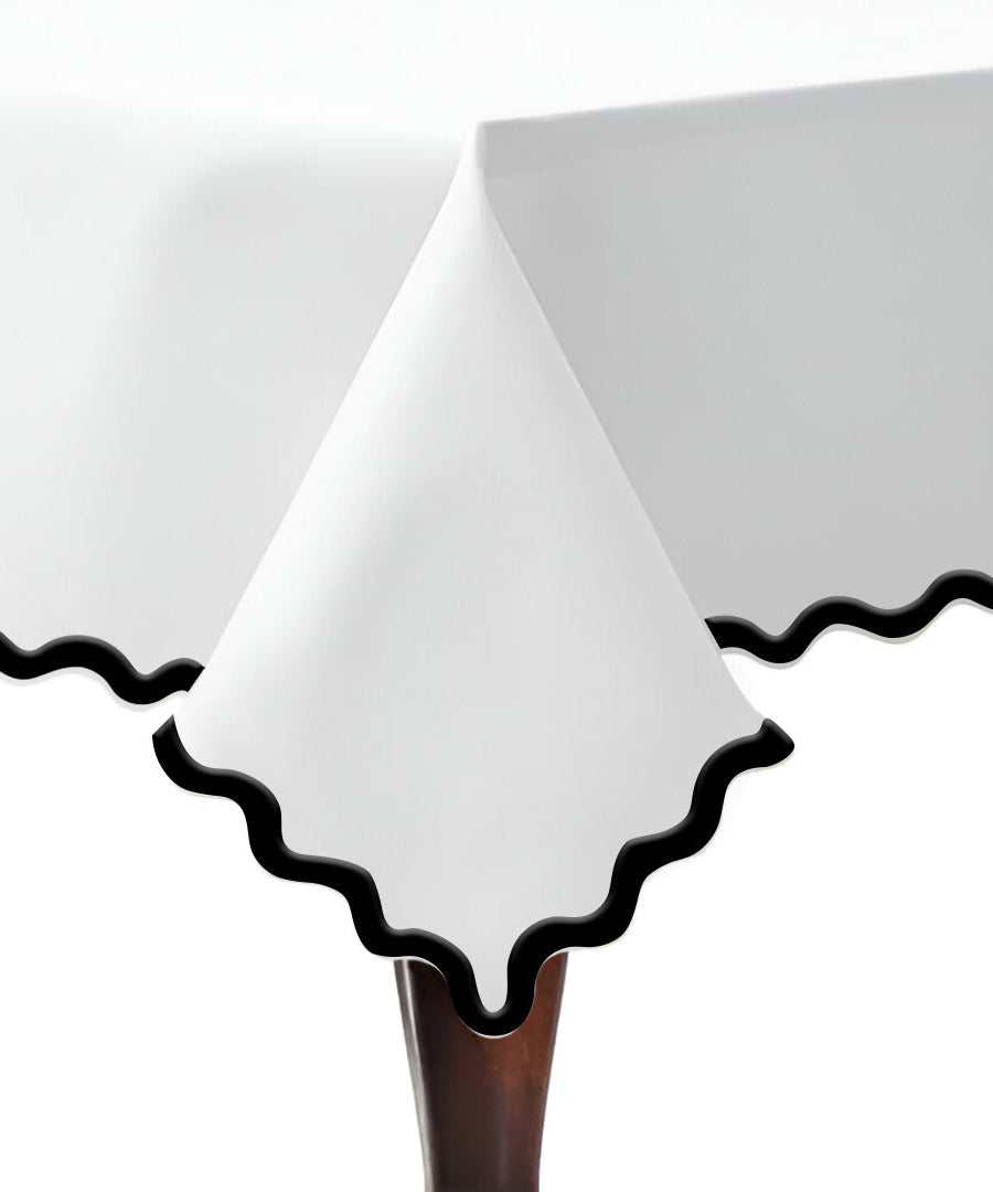 Applique Scalloped Embroidery Cotton Table Cloth