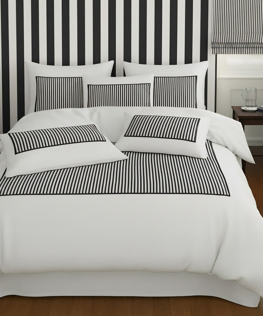 Classic Applique Ticking Stripe Cotton Duvet Cover Set