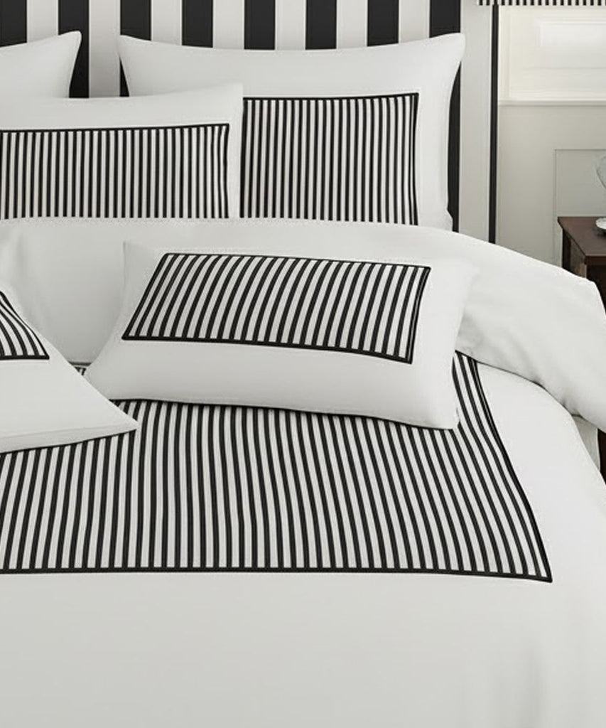 Classic Applique Ticking Stripe Cotton Duvet Cover Set