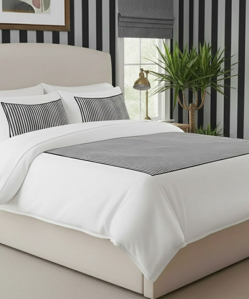 Classic Applique Ticking Stripe Cotton Duvet Cover Set