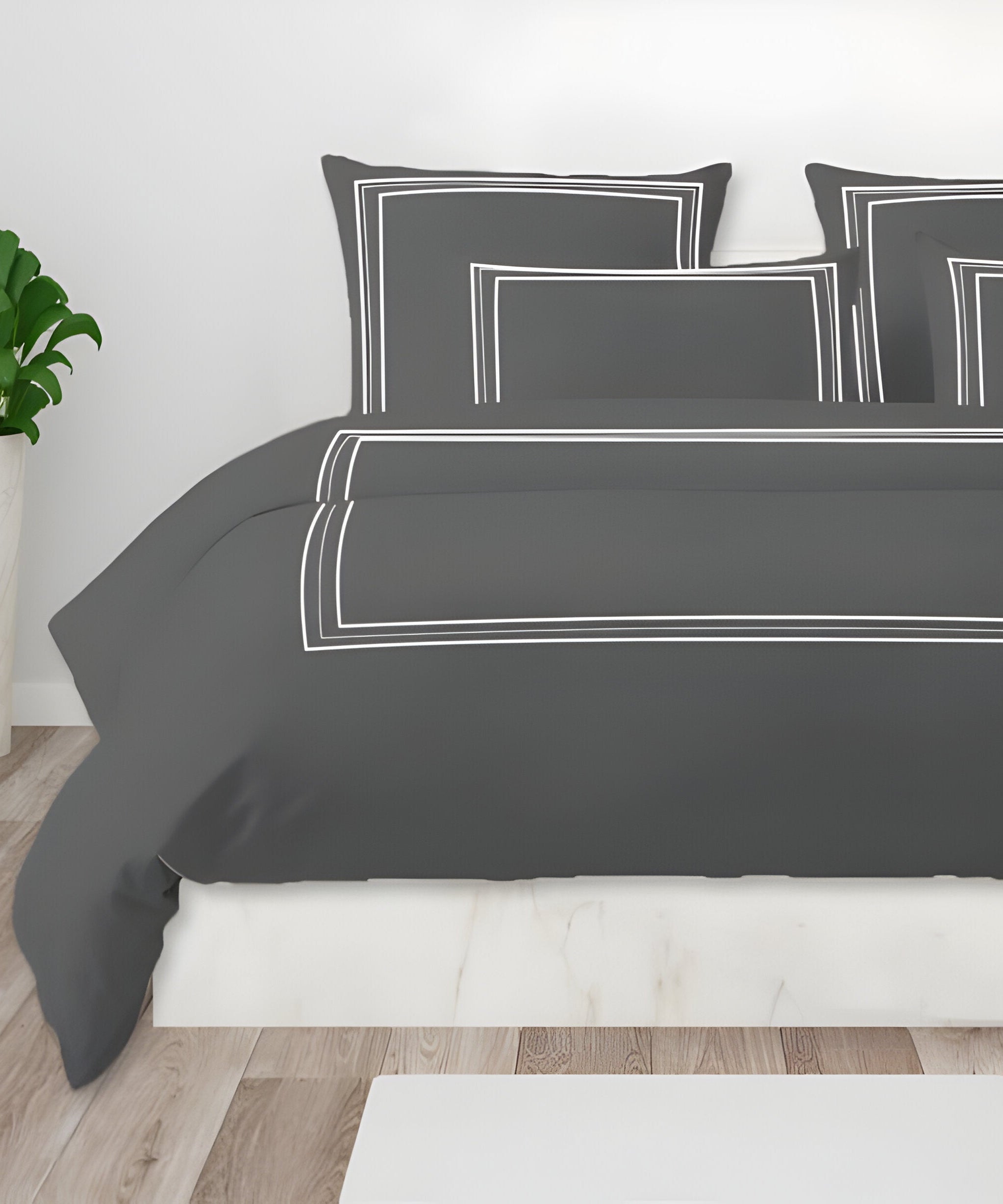 400TC Cotton Classic Luxurious Embroidery Sateen Solid Duvet Cover Set