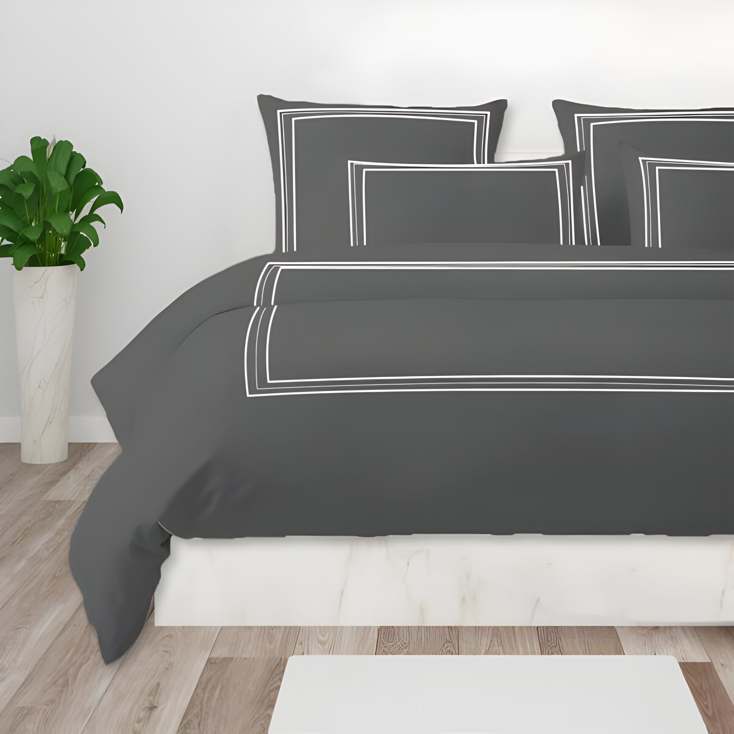 400TC Cotton Classic Luxurious Embroidery Sateen Solid Duvet Cover Set