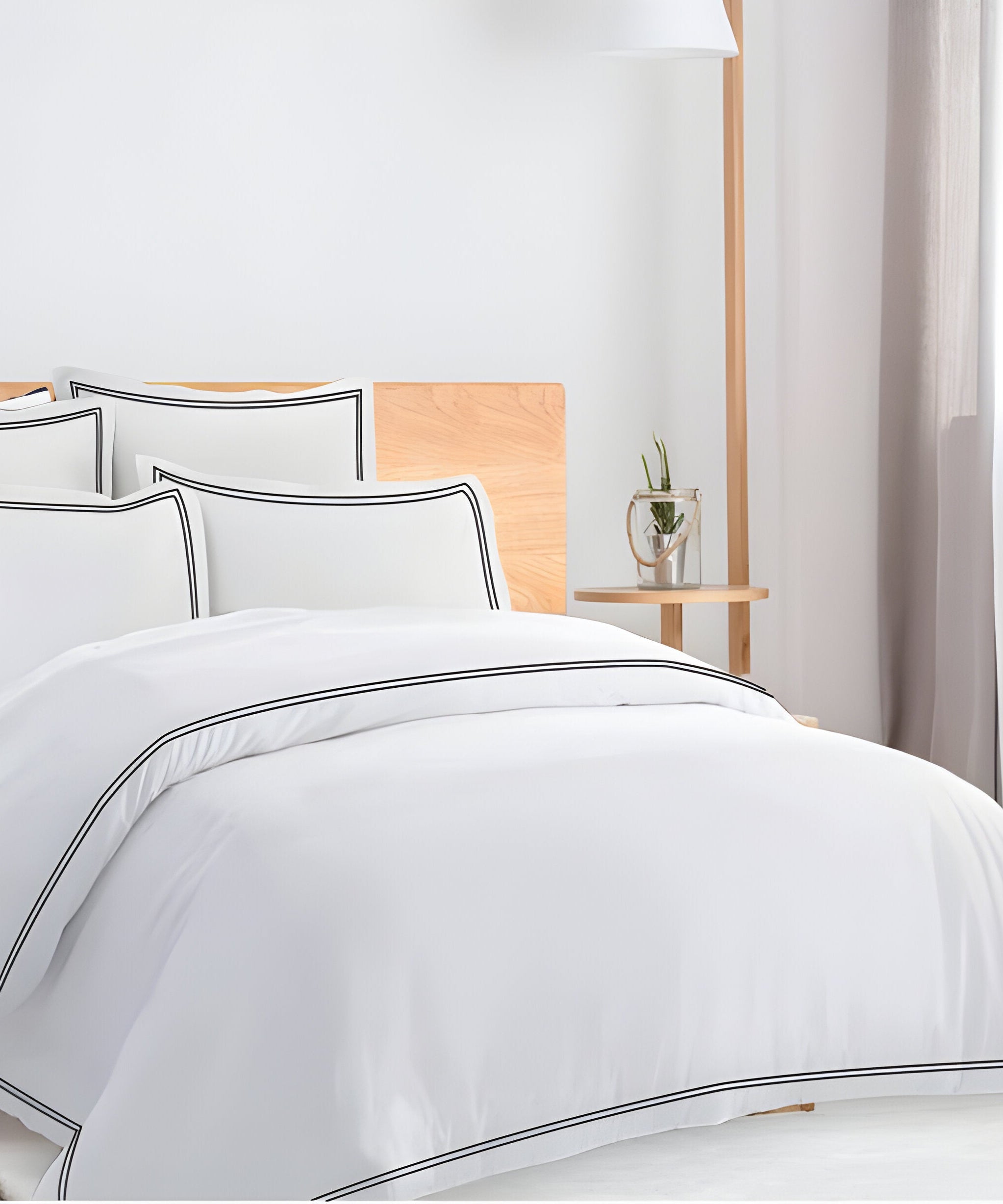 400TC Cotton Double Edge Embroidery Sateen Solid Duvet Cover Set