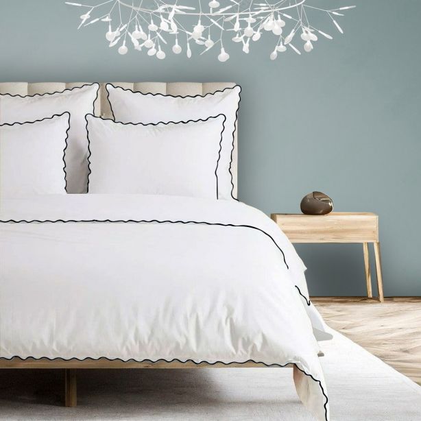 400TC Cotton Sateen Small Scallop Embroidery Duvet Cover Set