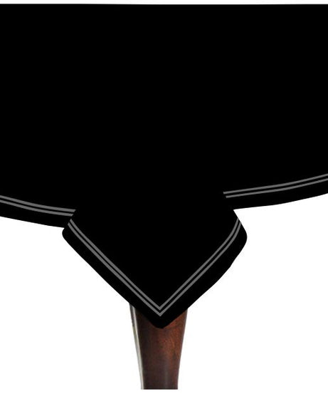 Double Embroidery Border Sateen Cotton Solid Table Cloth - Black