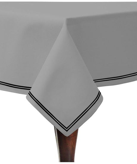 Double Embroidery Border Sateen Cotton Solid Table Cloth - Light Grey