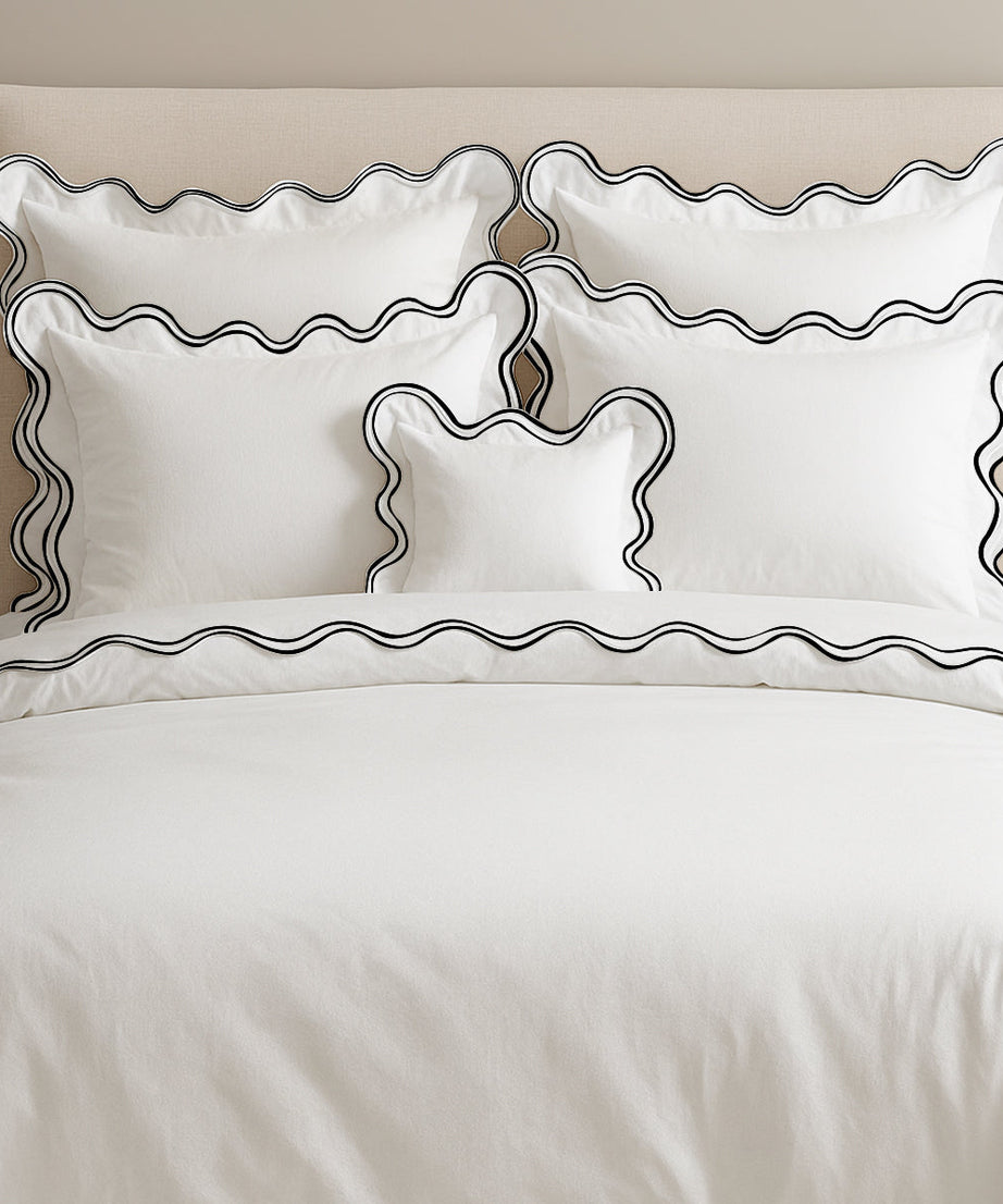 400TC Cotton Sateen Luxurious Double Scalloped Duvet Cover Set