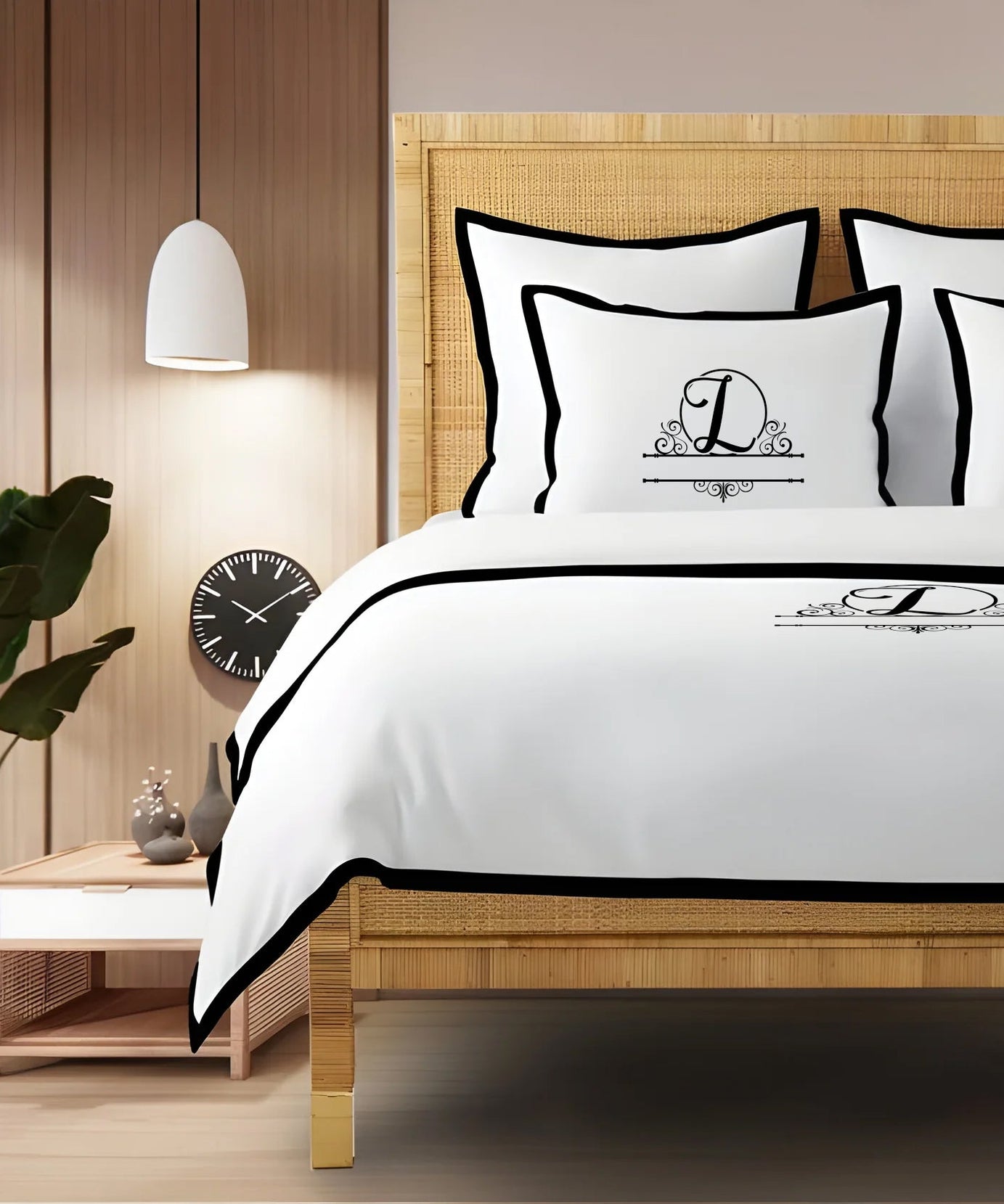 Monogram 400TC Cotton Sateen Edge Border Frame Duvet Cover set