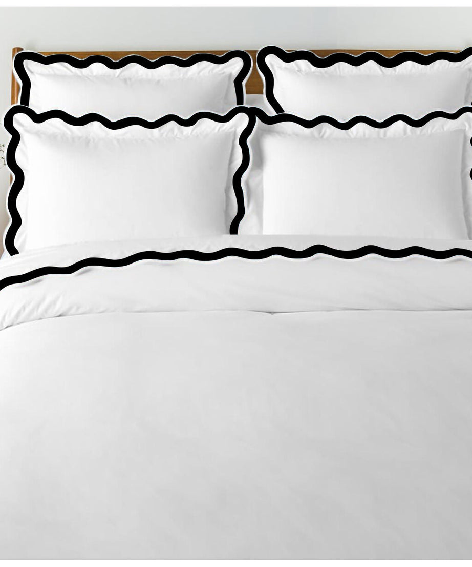 400TC Applique Scalloped Embroidery Cotton Duvet Cover Set