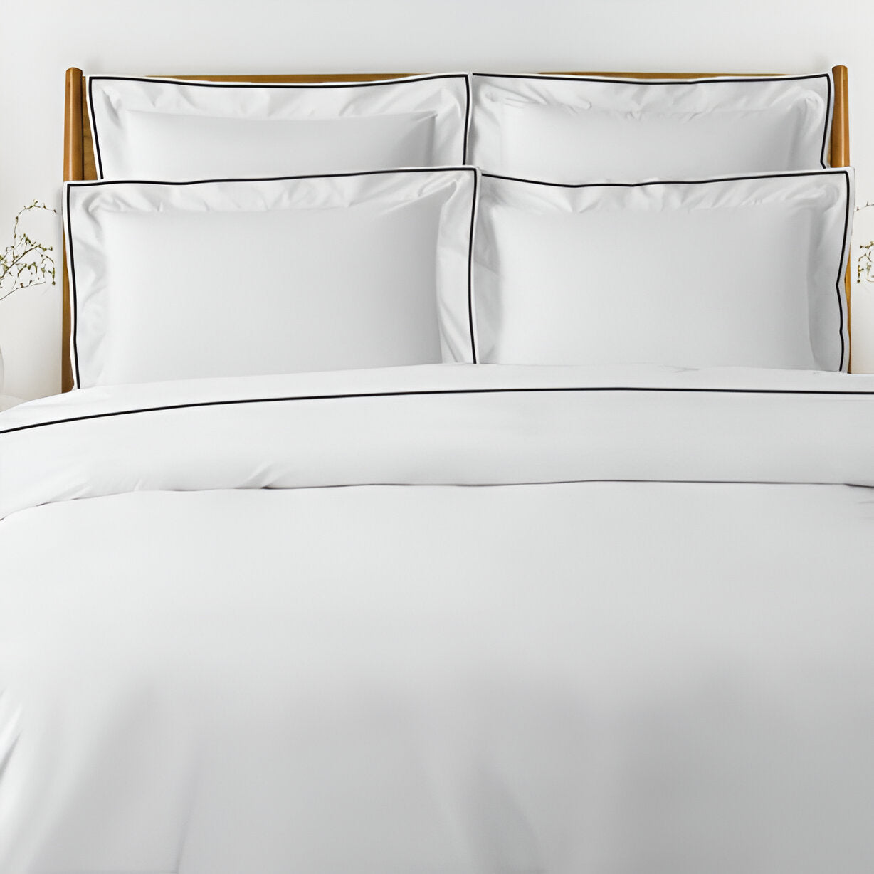 400TC Embroidery Cotton Sateen Solid Duvet Cover Set