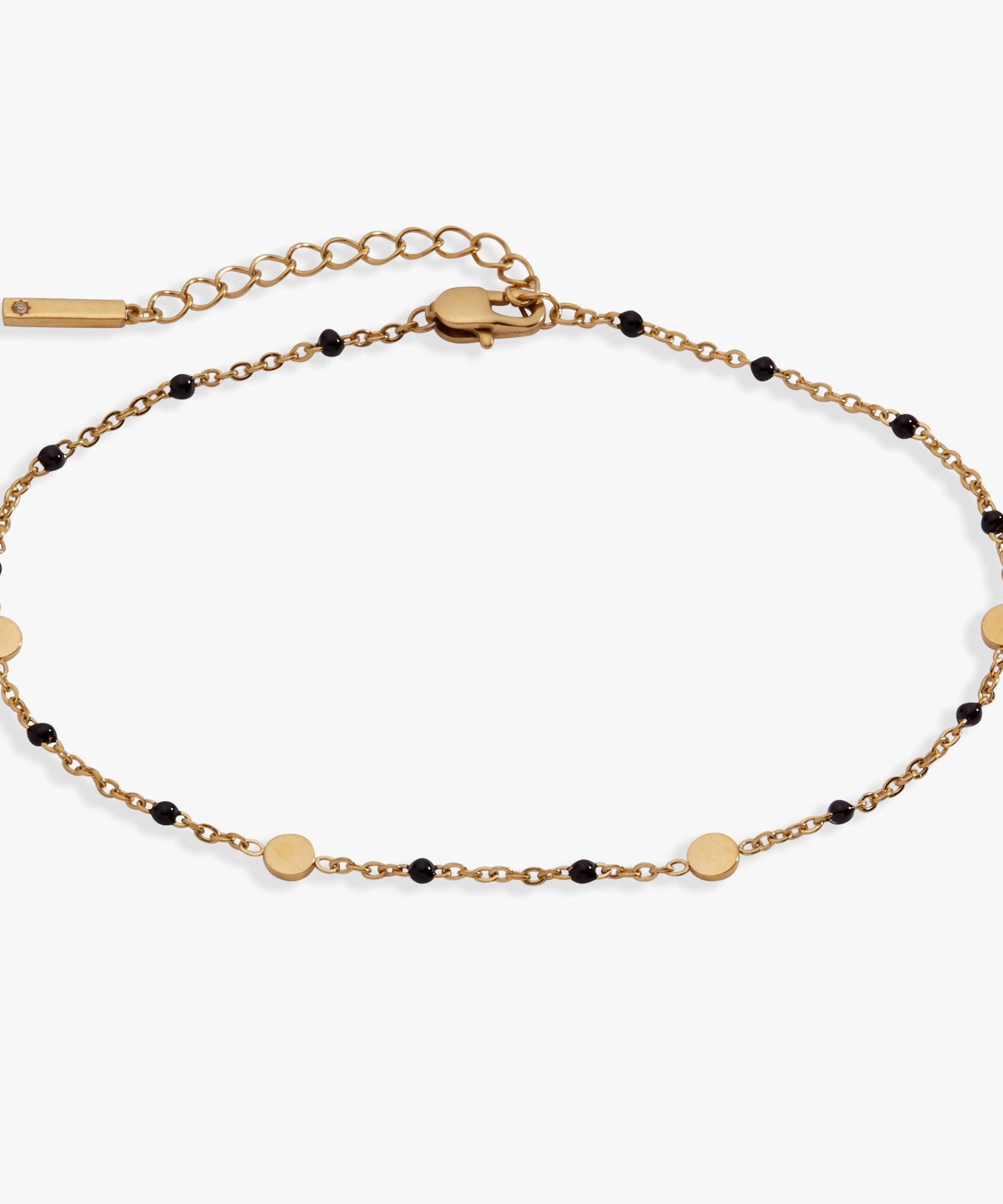 Black Enameled Chain Coin Station Anklet