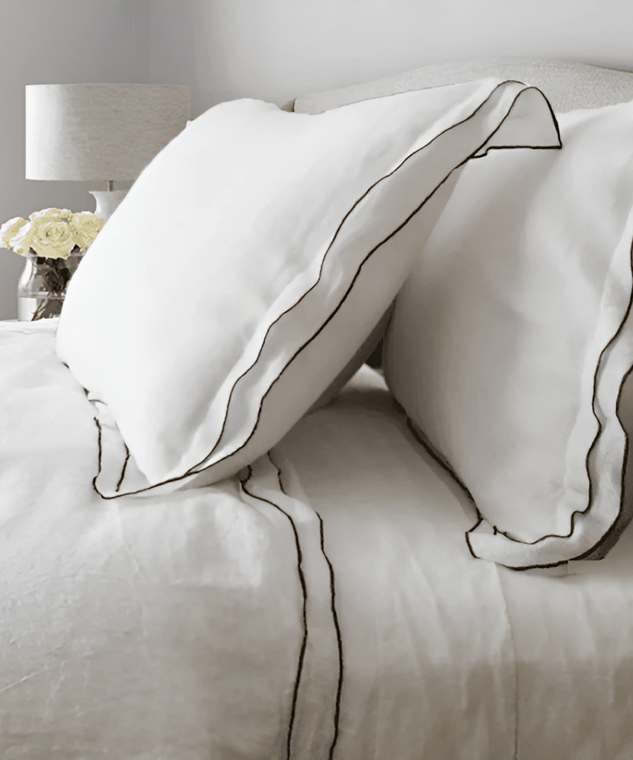 Linen Double Edge Embroidery Duvet Cover Set