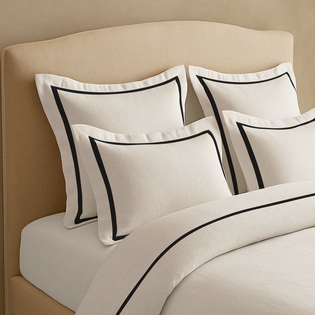 Linen Frame Trim Duvet Cover Set