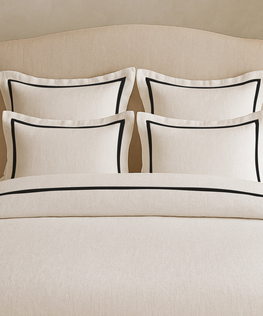 Linen Frame Trim Duvet Cover Set