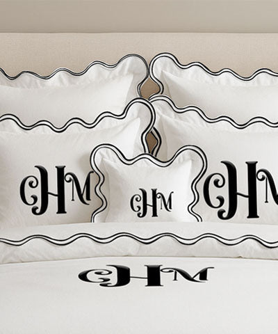 Monogram Cotton Luxurious Double Scallop Duvet Cover