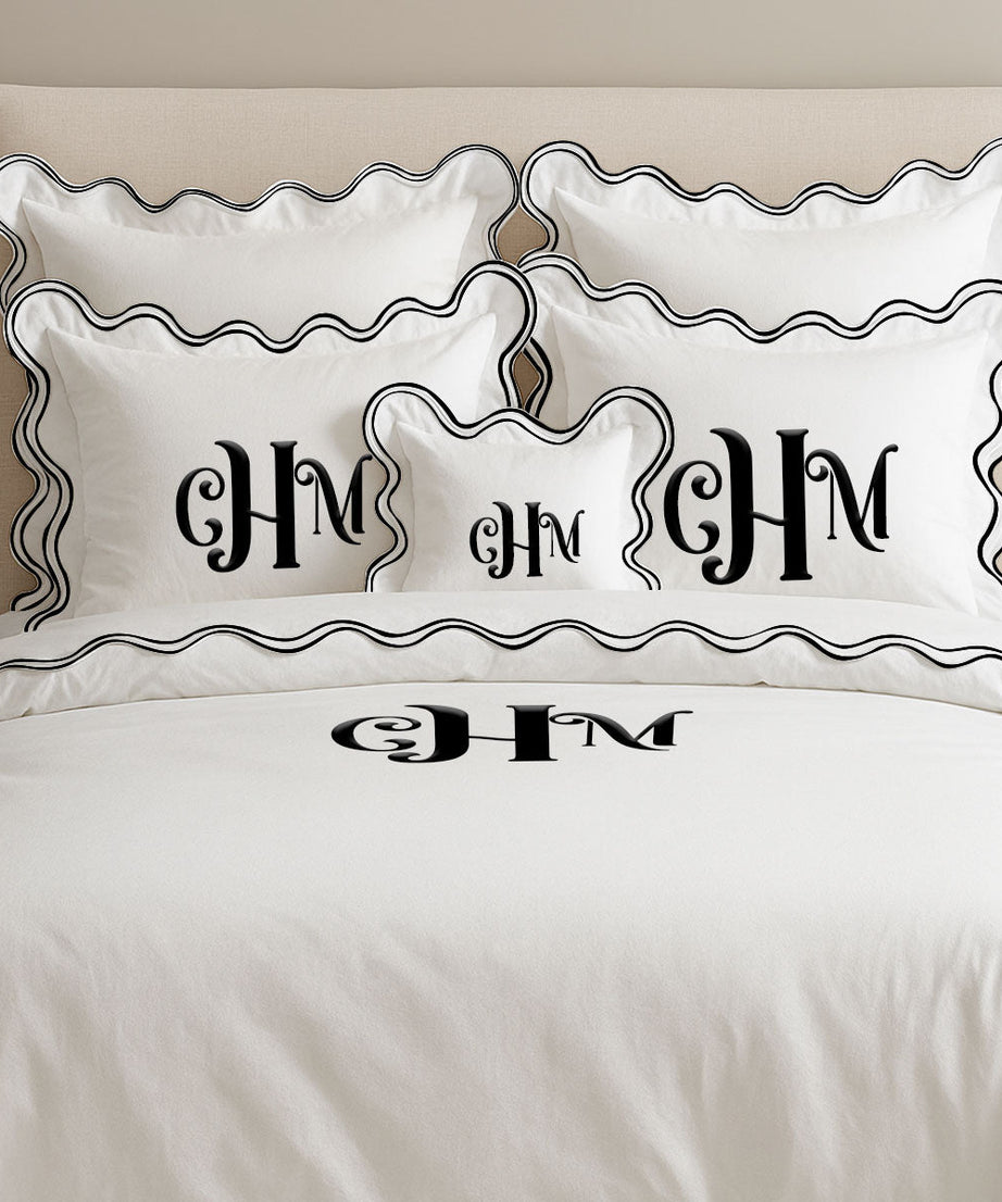 Monogram Cotton Luxurious Double Scallop Duvet Cover