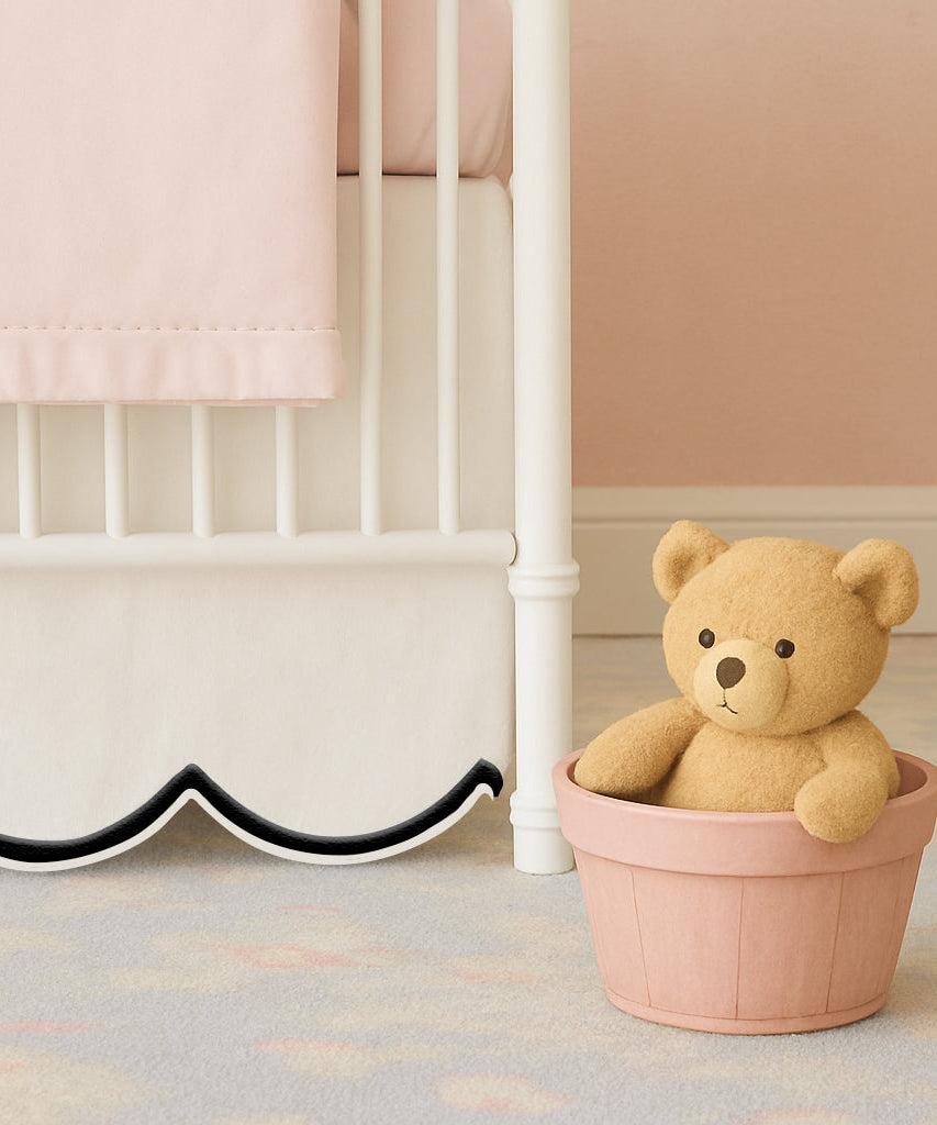 Scallop Embroidery Cotton Crib Skirt