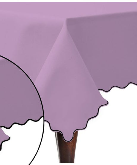 Scallop Embroidery Sateen Cotton Solid Table Cloth - Lilac