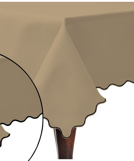Scallop Embroidery Sateen Cotton Solid Table Cloth - Taupe