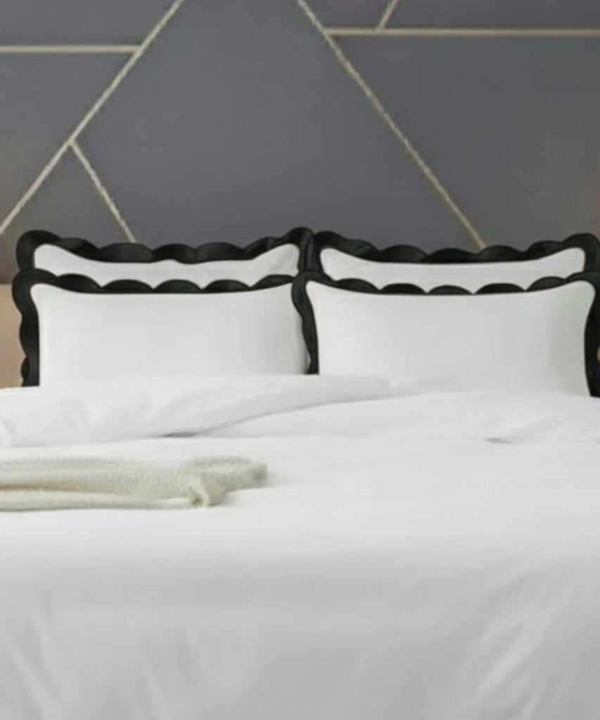 Scalloped & Wavy Applique Embroidery Cotton Duvet Cover Set