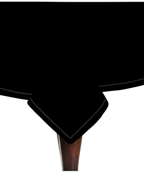Single Embroidery Border Sateen Cotton Solid Table Cloth - Black