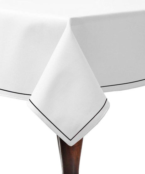 Single Embroidery Border Sateen Cotton Solid Table Cloth