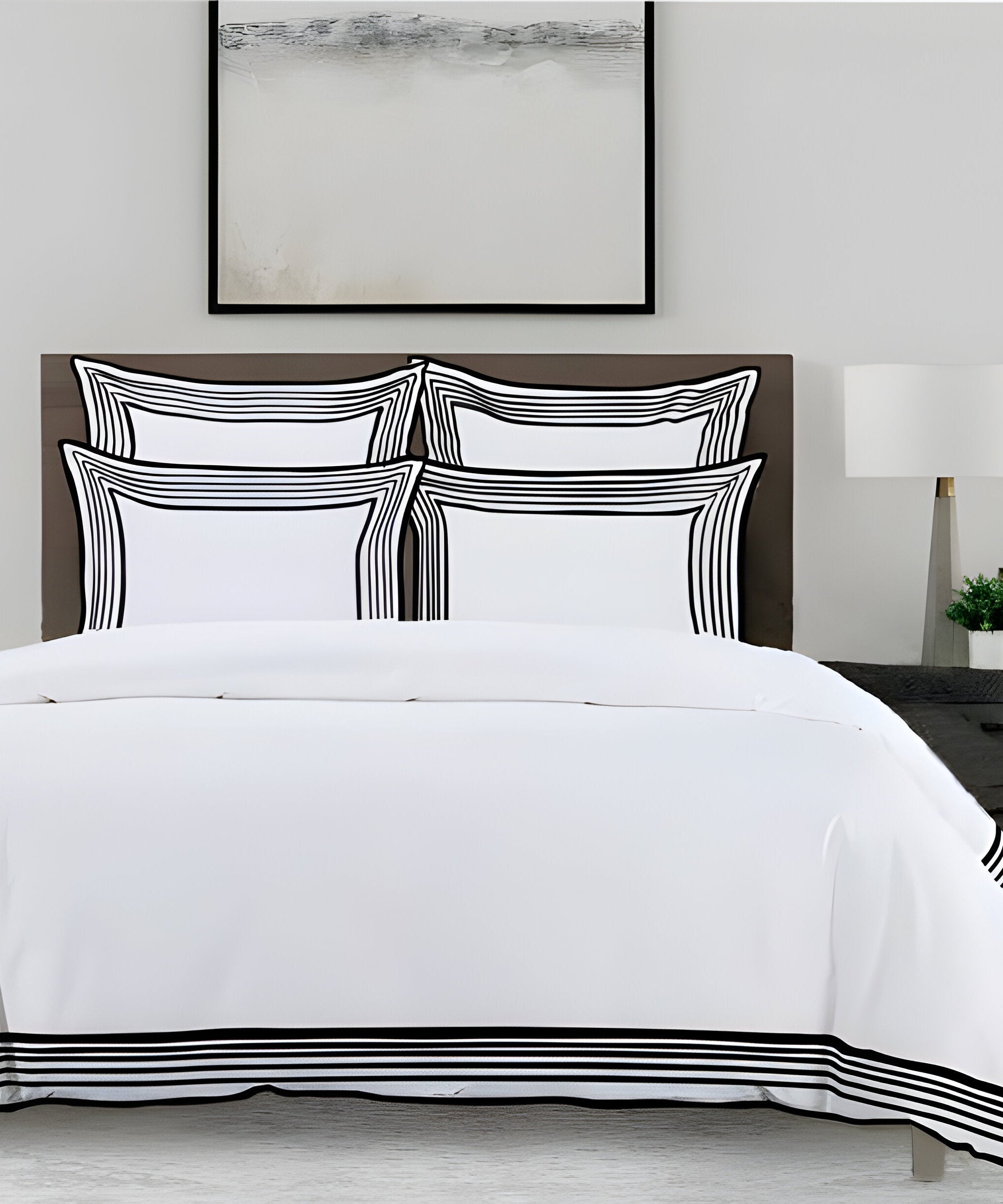 Smart Border 400TC Cotton Embroidery Sateen Solid Duvet Cover Set