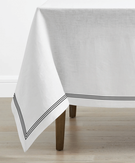 Triple Embroidery Border Linen Table Cloth