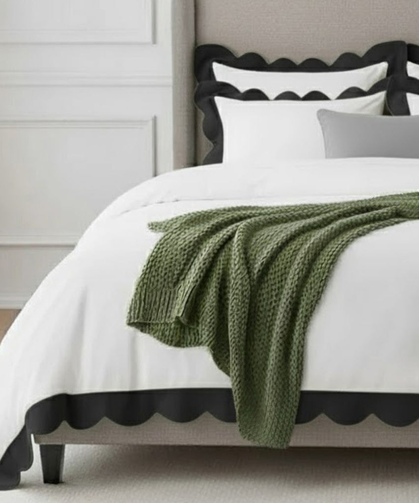 Wavy Applique Embroidery Cotton Duvet Cover Set