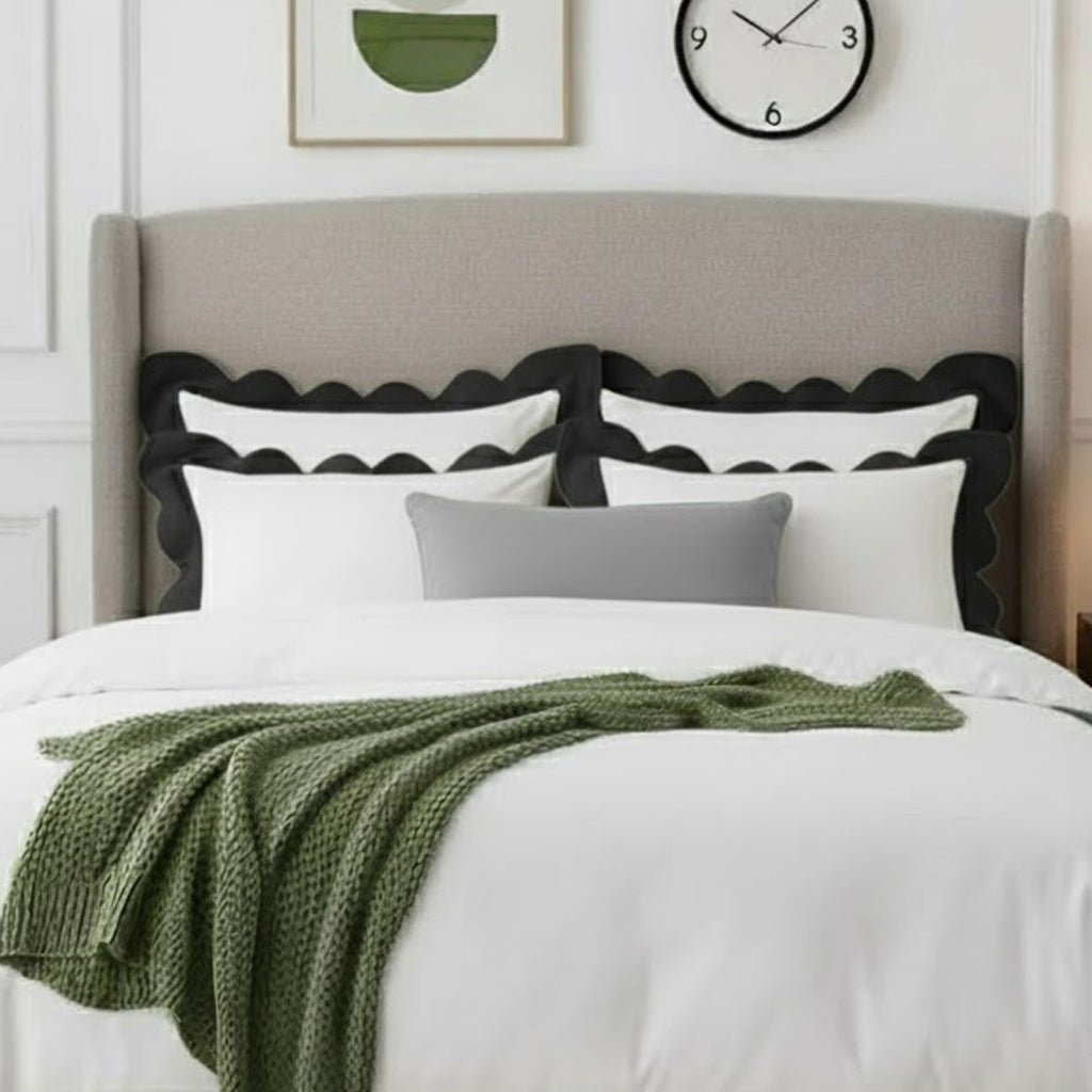 Wavy Applique Embroidery Cotton Duvet Cover Set